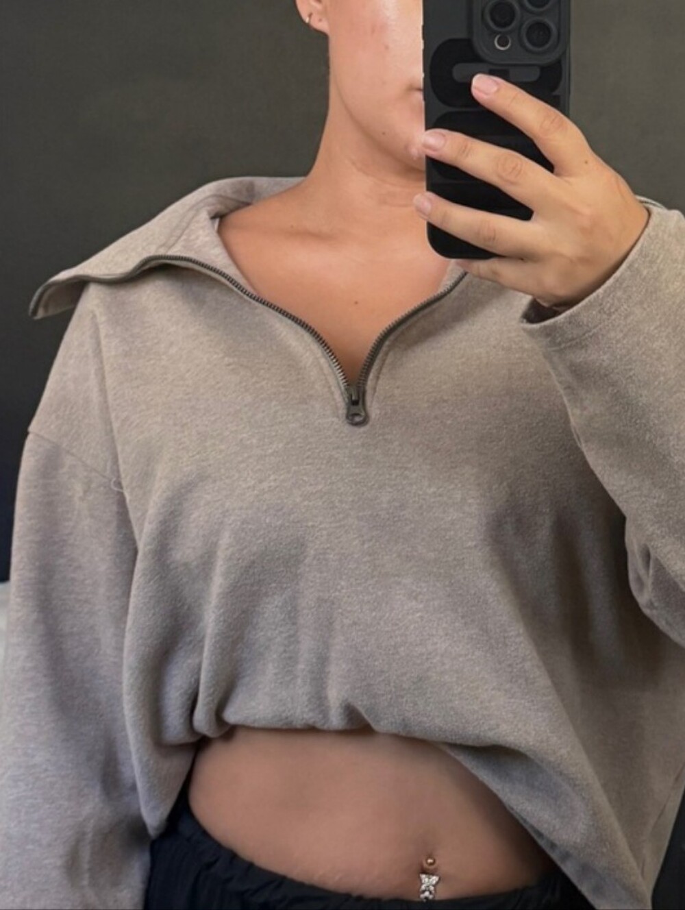 Uniqlo Half-Zip Cozy Pullover Sweatshirt  Taupe XL